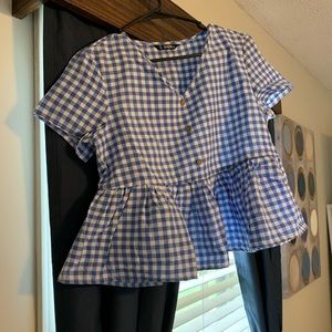 NWOT gingham peplum top